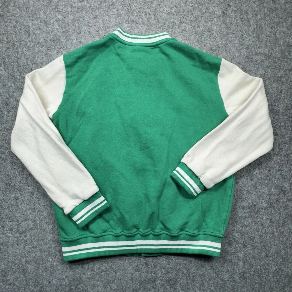 H&M Boston MA Varsity Baseball Snap Jacket‎ Green and White Boys 12/14 - Picture 2 of 10